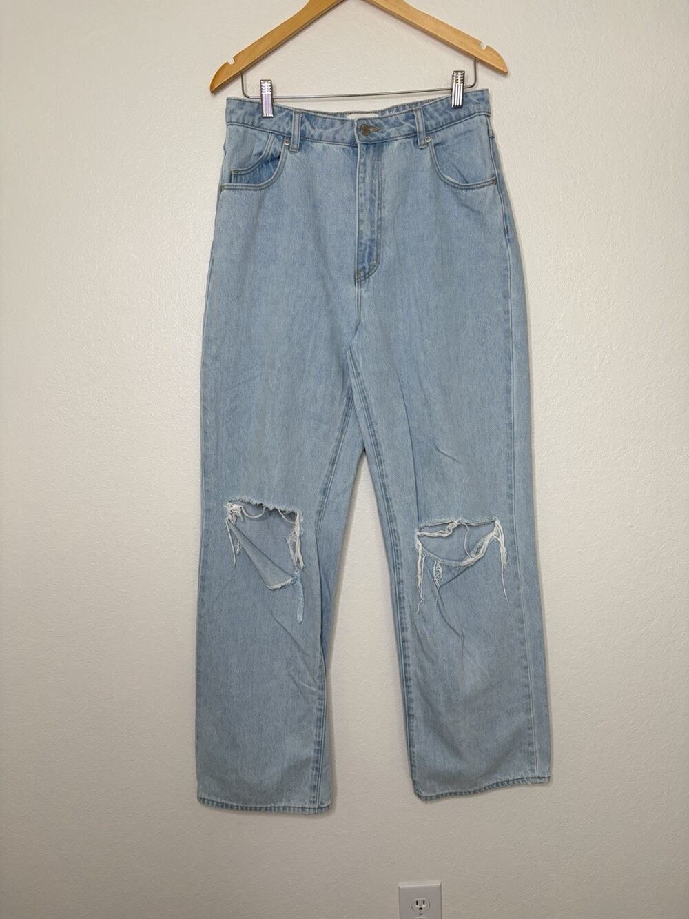 Rolla's Heidi High Rise Loose Straight Distressed Jeans Size 31